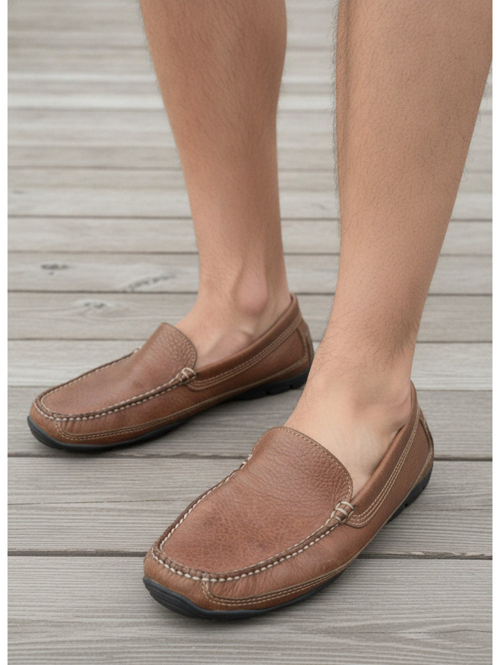 L.L. Bean Men's Brown Leather Slip-On Driving Loafers Moccasin Toe Size 10 D